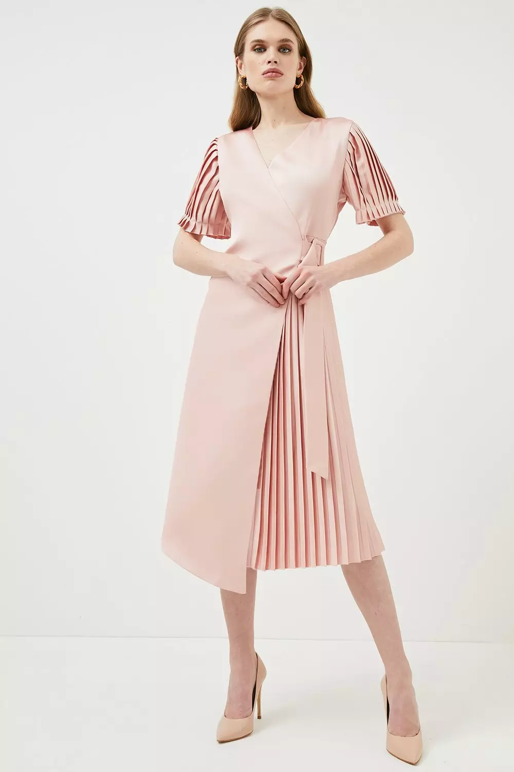 Karen salvageable Millen Pink Pleated Hem