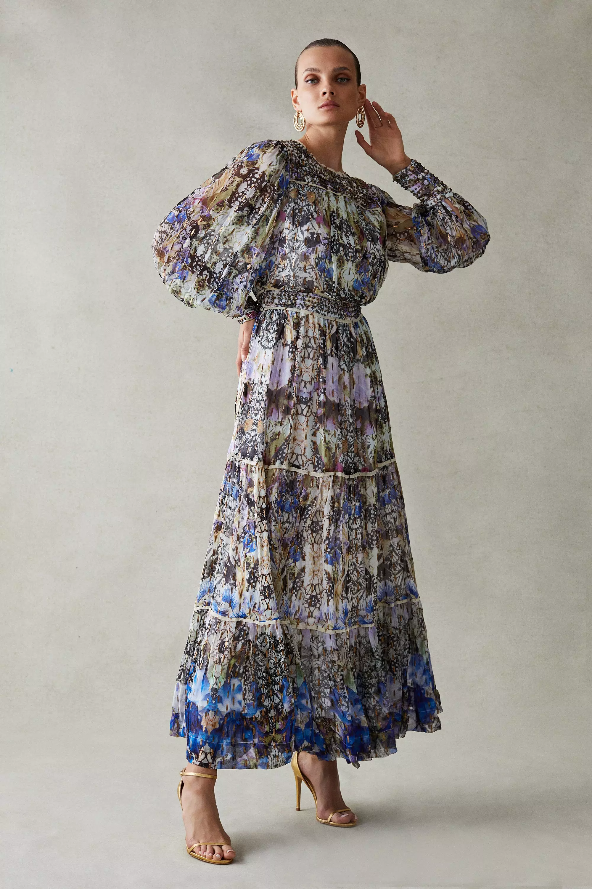 KAREN MILLEN フローラル ボーダー 花柄 プリント マキシドレス bkk10297_floral_xl?$