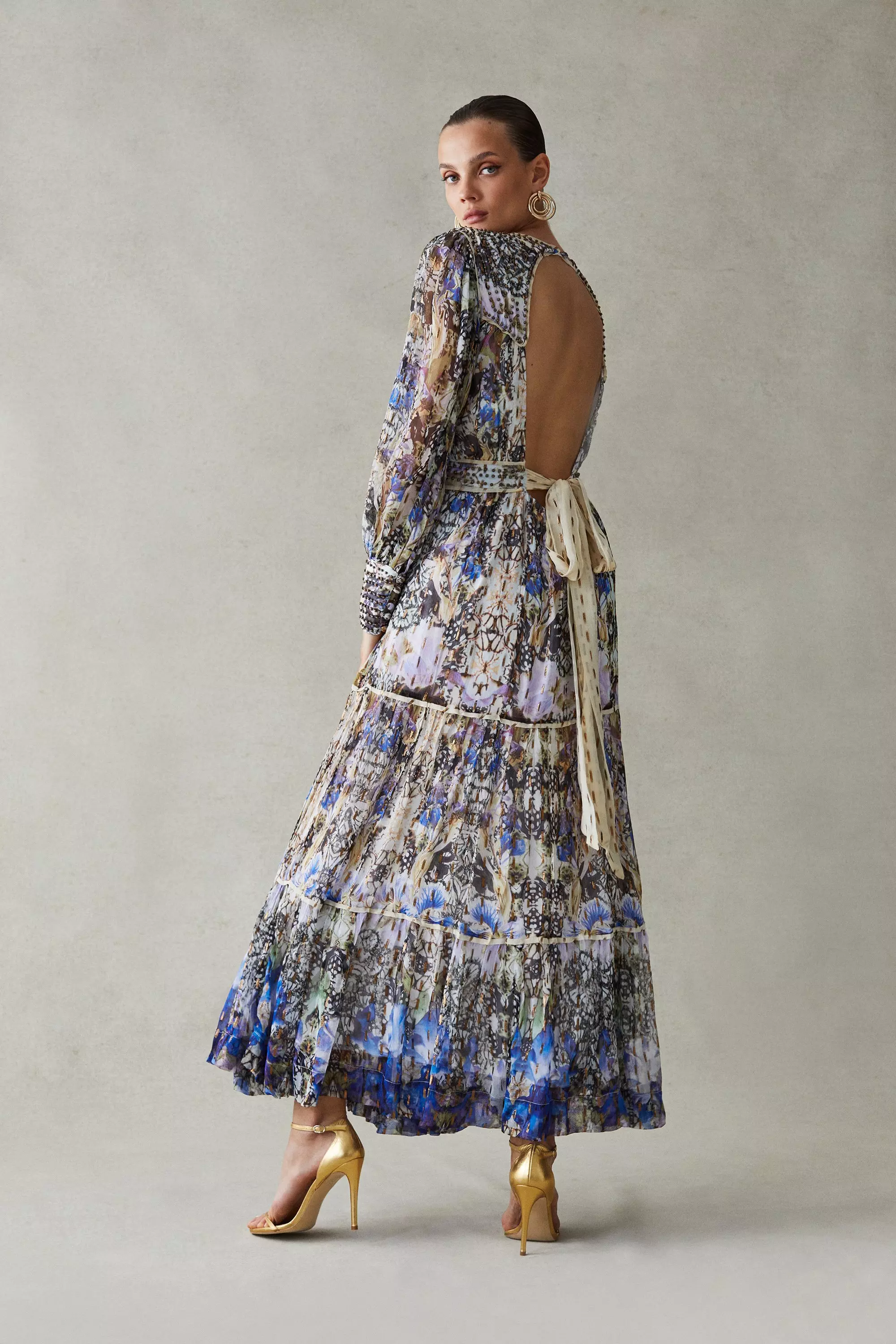 Placed Border Print Beaded Maxi | Karen Millen
