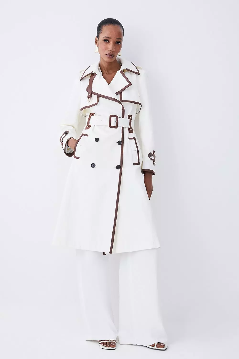 Collar Detail Belted Trench Coat | Karen Millen