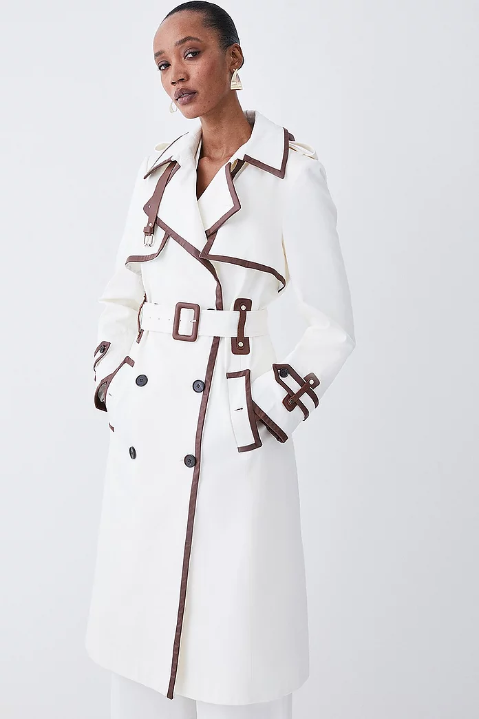 Collar Detail Belted Trench Coat | Karen Millen Collar Detail Belted Trench Coat | Karen Millen
