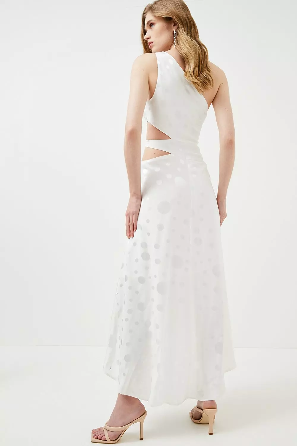 Satin spots long dress sales