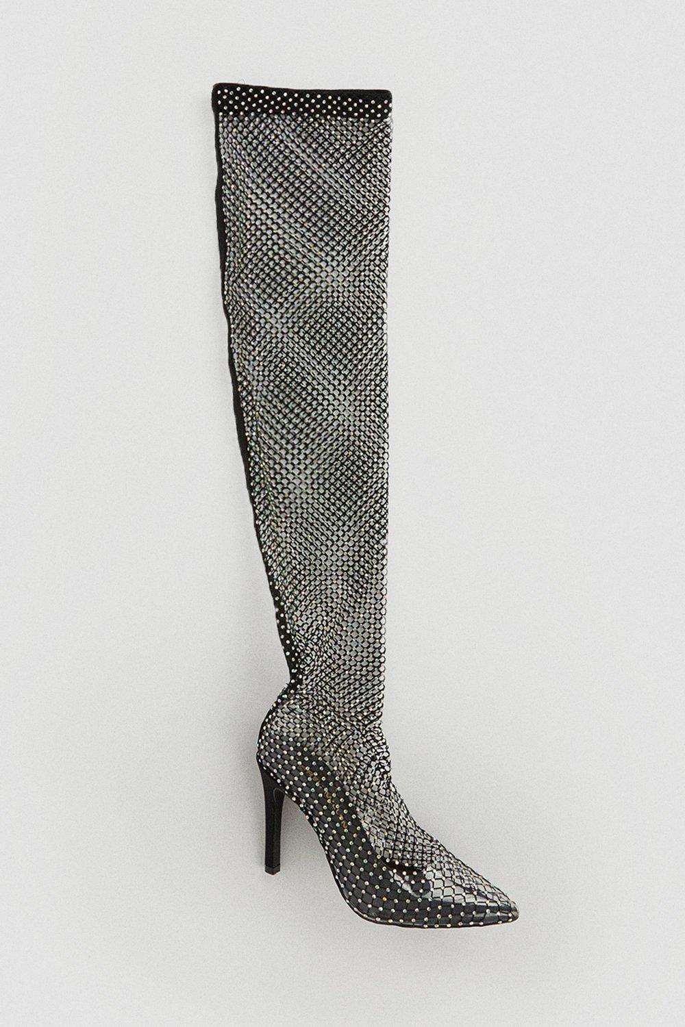 katerina crystal embellished knee high boot