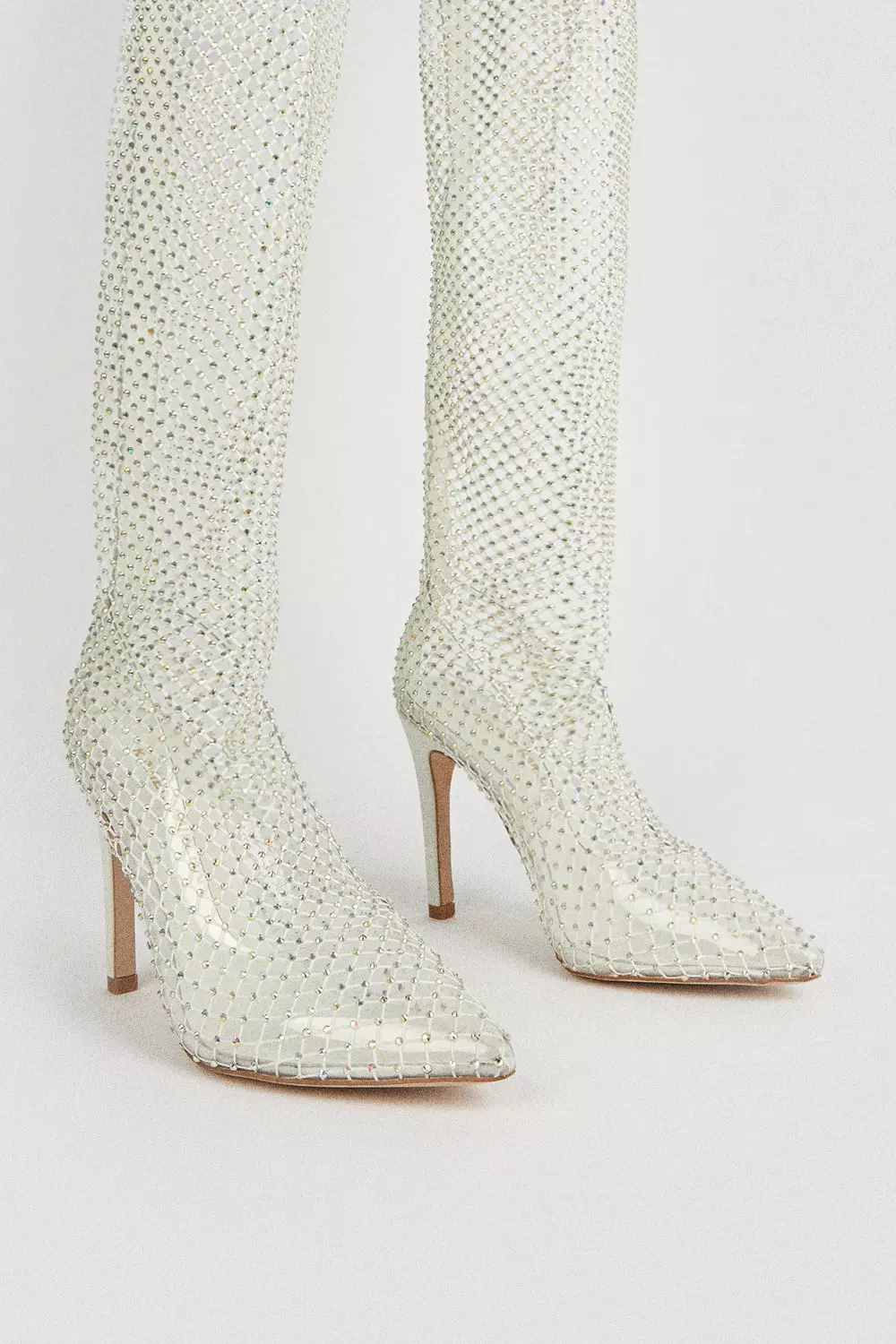 Ivory Gemstone Embellished Knee High Boot alternative image