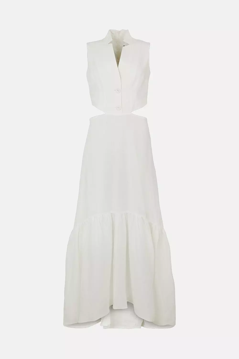 Ivory Linen Cut Out Maxi Dress  alternative image