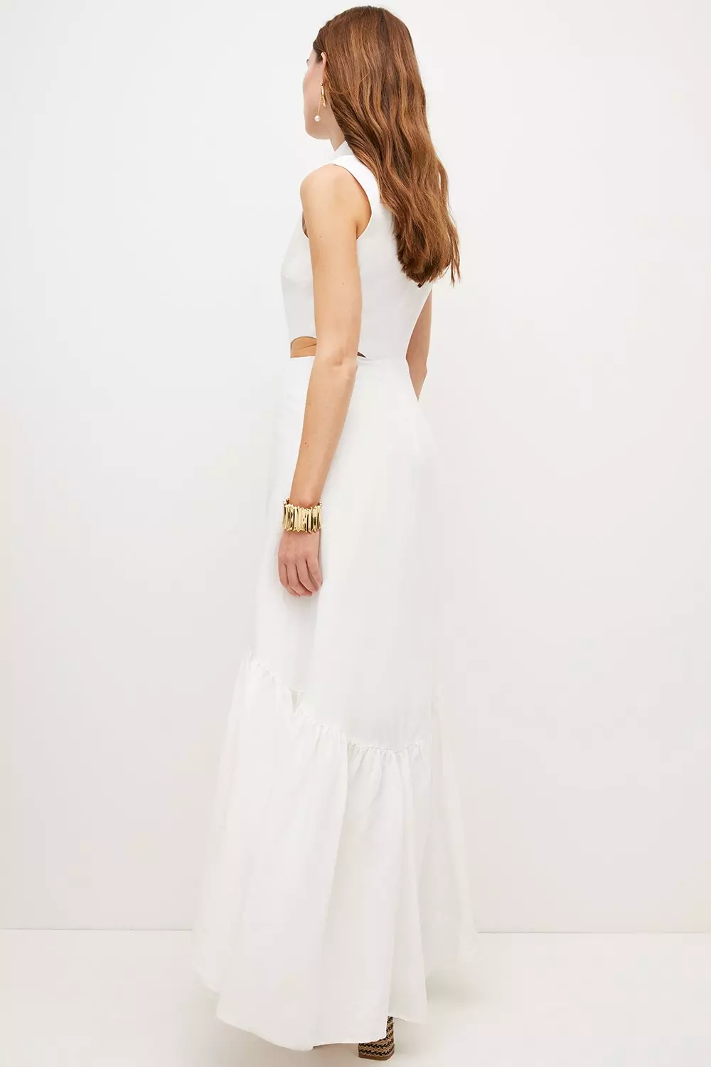 Ivory Linen Cut Out Maxi Dress  alternative image