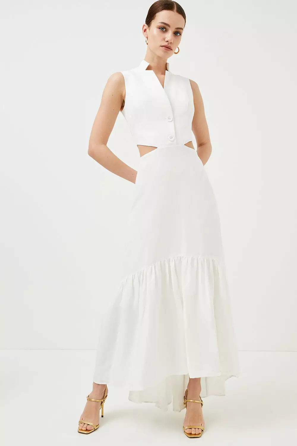 Petite linen maxi dress sales