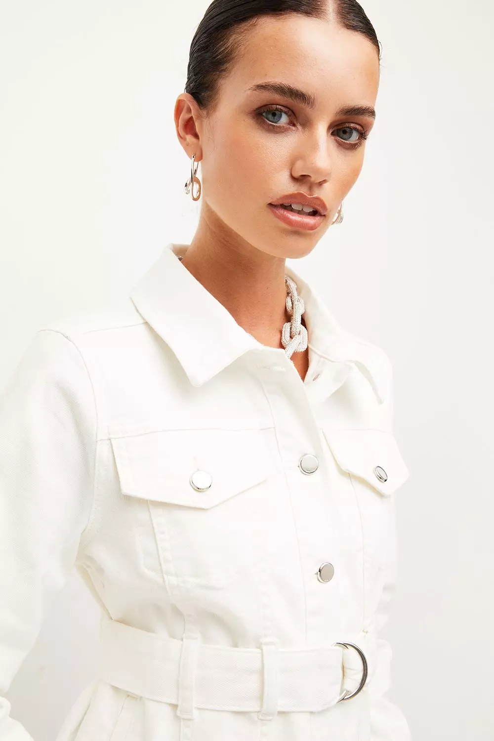 Petite Belted Denim Western Jacket | Karen Millen