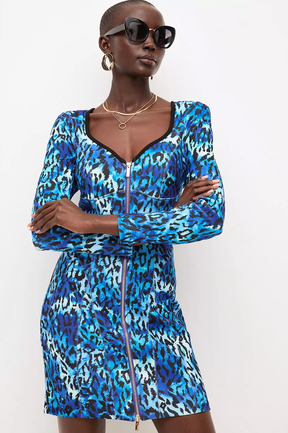 Karen millen blue leopard dress best sale