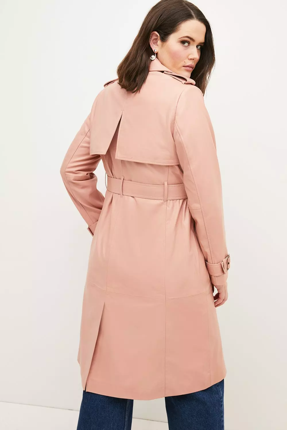 Blush Plus Size Leather Trench Coat alternative image