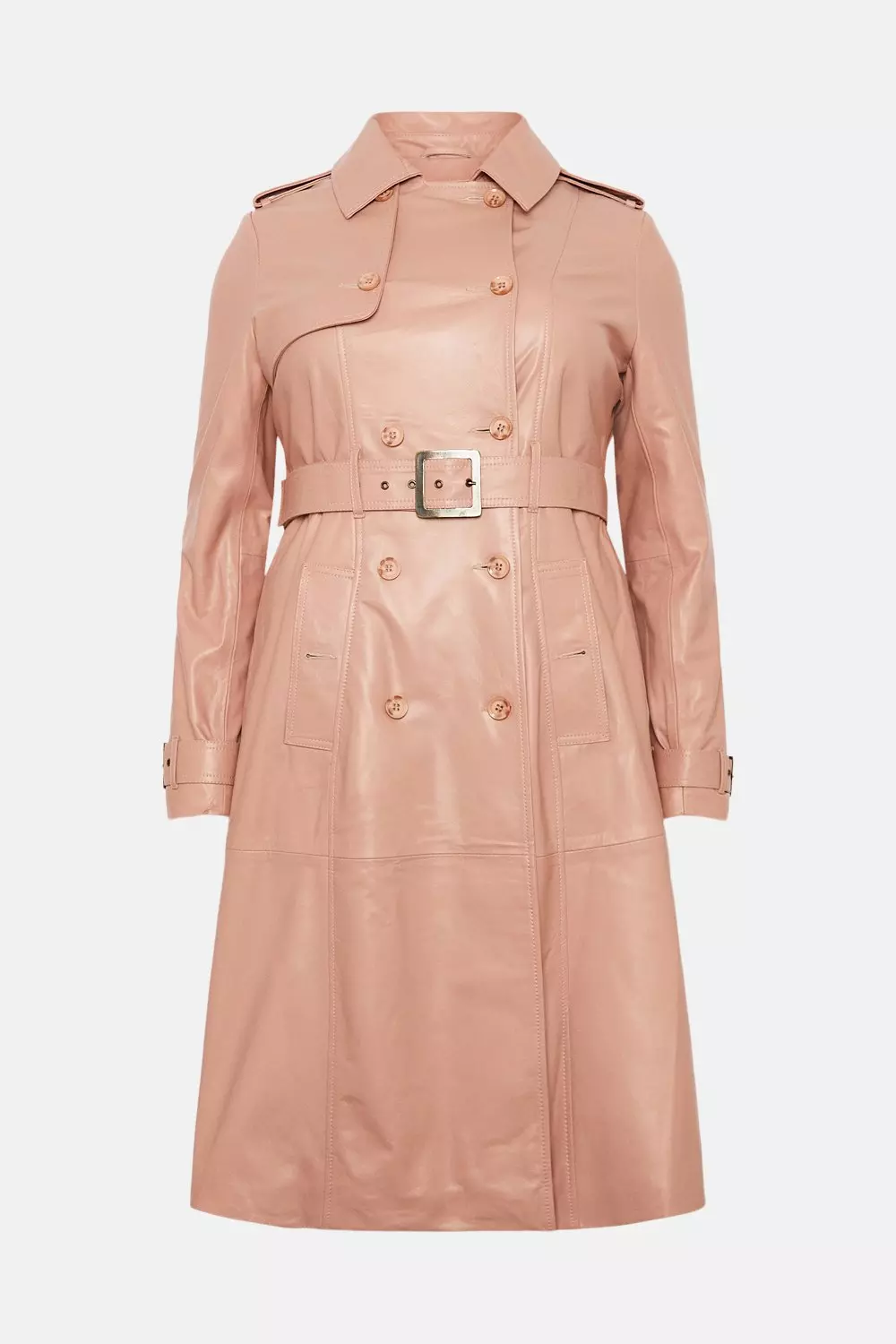 Blush Plus Size Leather Trench Coat alternative image