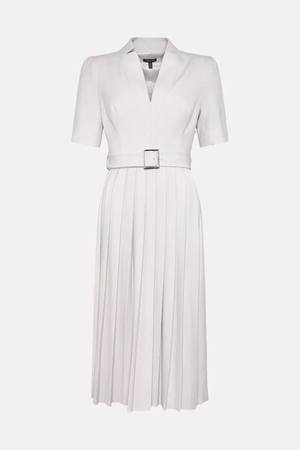 Magenta Tailored Structured Crepe Forever Pleat Belted Midi Dress alternative image