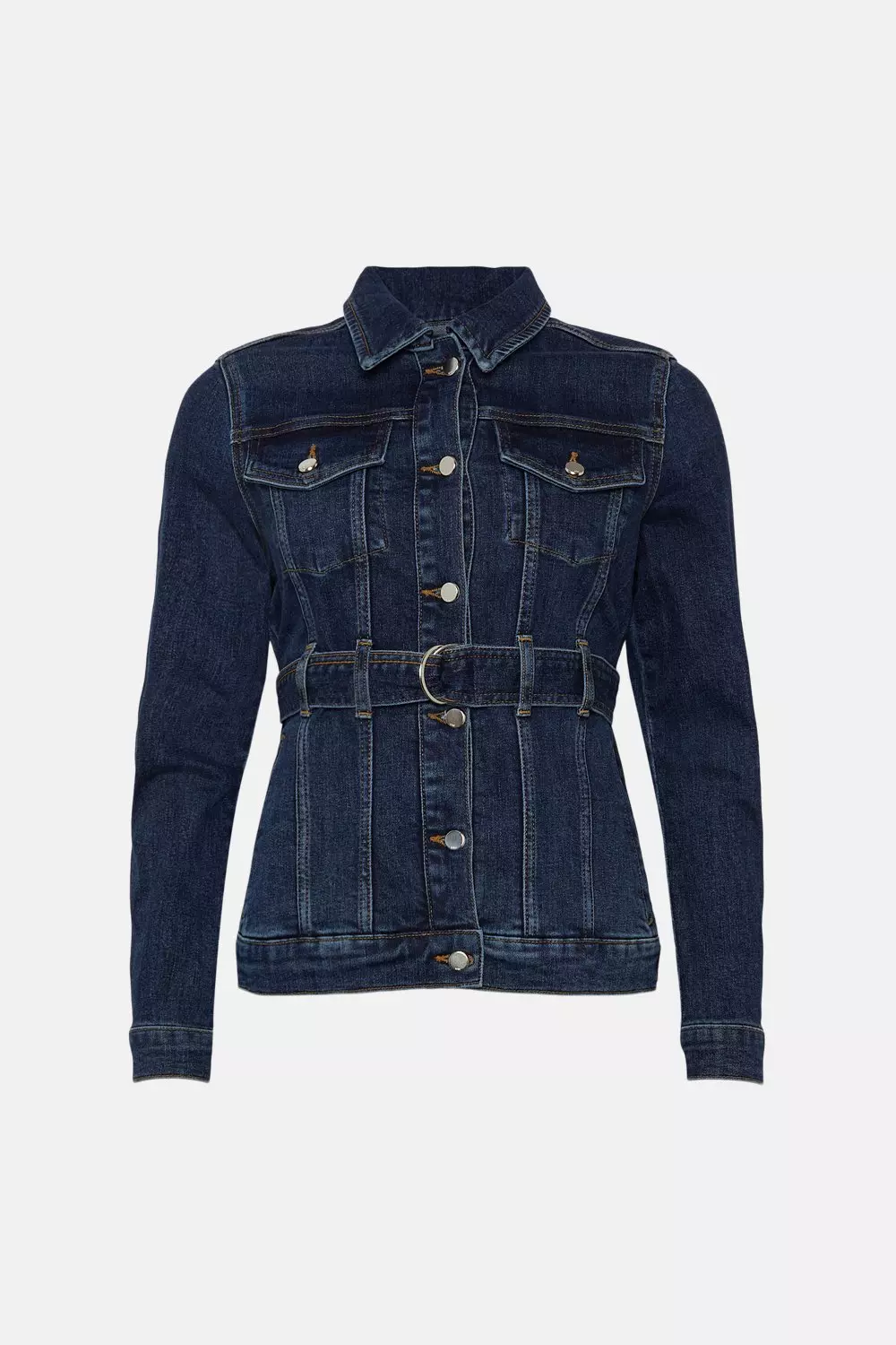 Petite Belted Denim Western Jacket | Karen Millen
