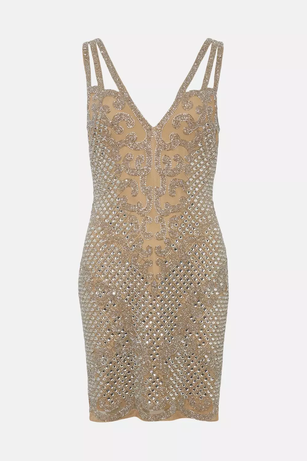関送込*Karen Millen*クリスタルスカラップテーラードミニドレス Crystal Embellished Strappy Mini Dress | Karen Millen