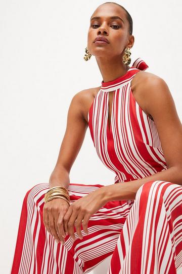 Stripe Hater Jumpsuit red
