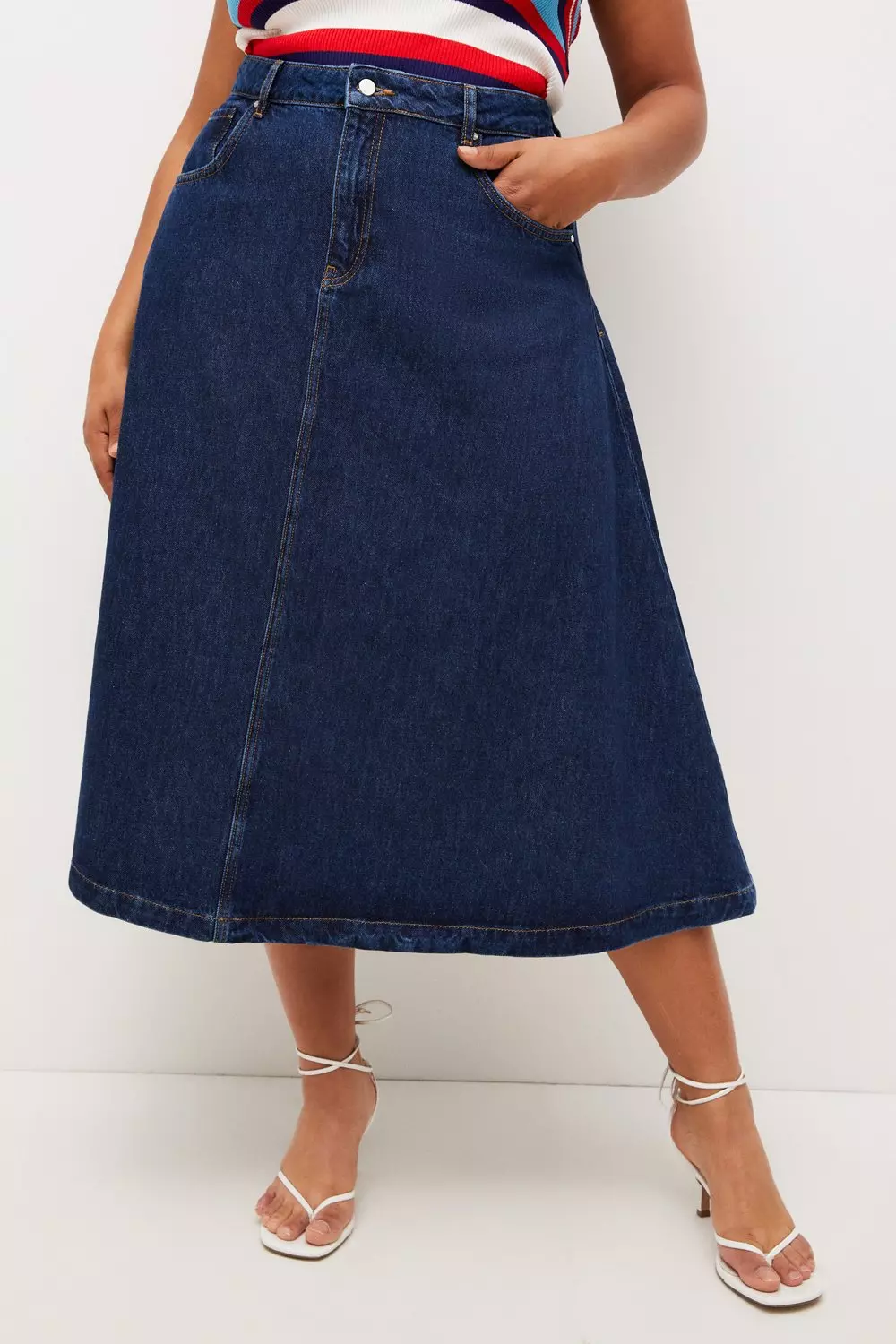 Mid length denim skirts king size hotsell