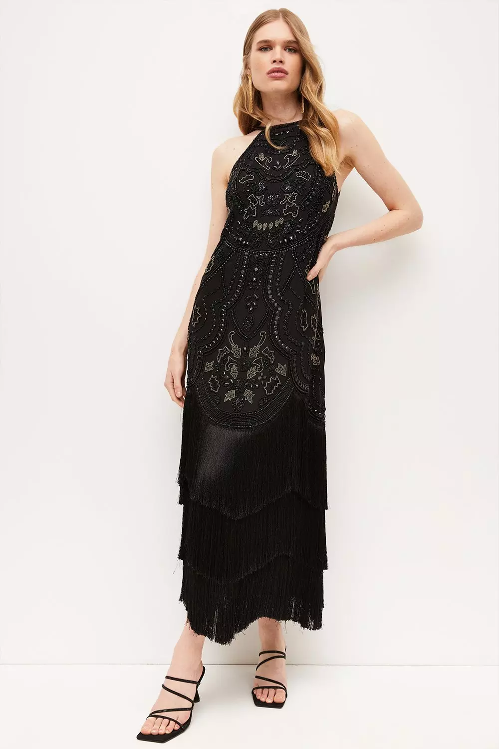 Karen millen fringed tassel dress best sale
