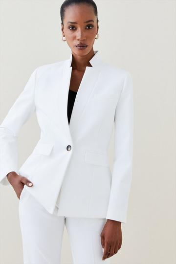 Compact Bi Stretch Notch Neck Jacket ivory