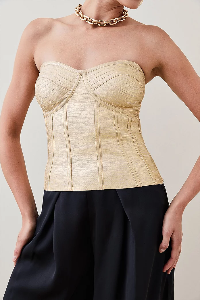 Foiled Bandage Bustier Knit Top | Karen Millen Foiled Bandage Bustier Knit Top | Karen Millen
