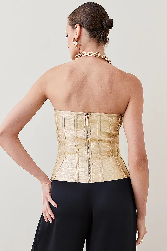 Foiled Bandage Bustier Knit Top | Karen Millen Foiled Bandage Bustier Knit Top | Karen Millen