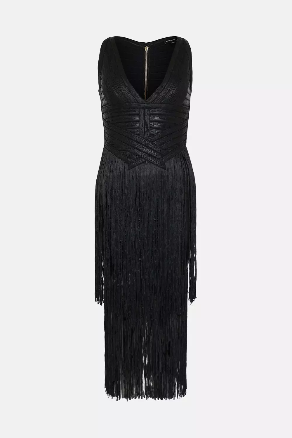 Karen millen black fringe dress hot sale