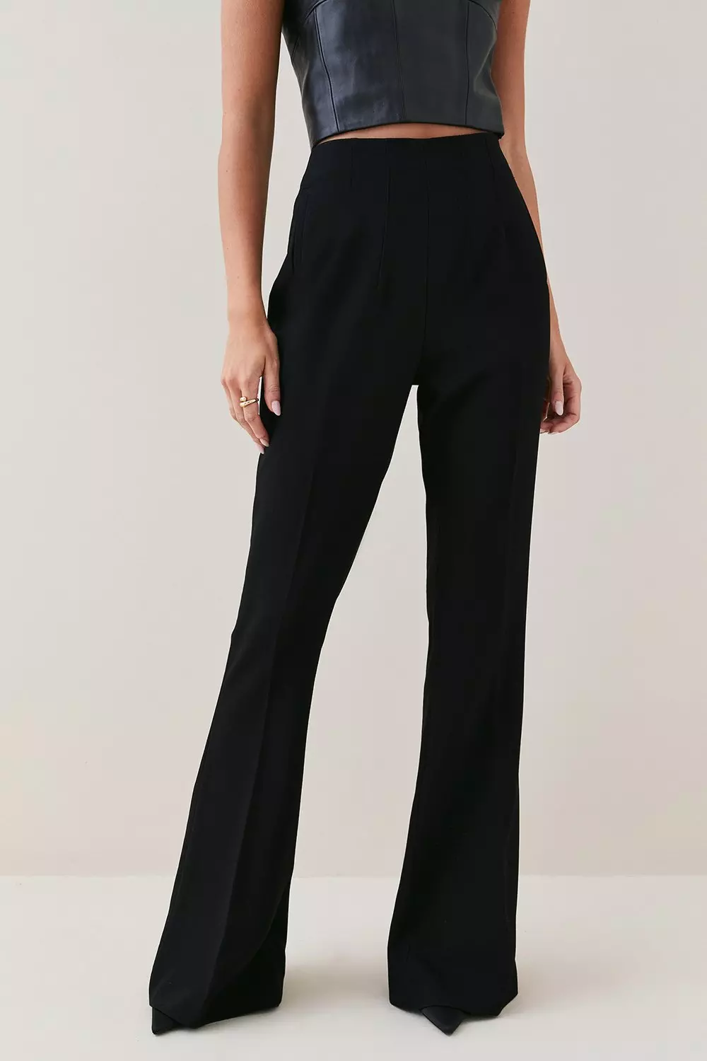 Petite Flare Darted Waist Dress Pants | Karen Millen