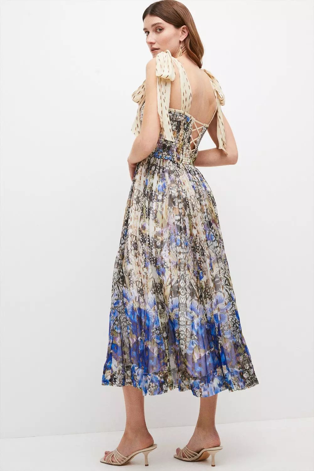 Placed Border Floral Midi Dress | Karen Millen
