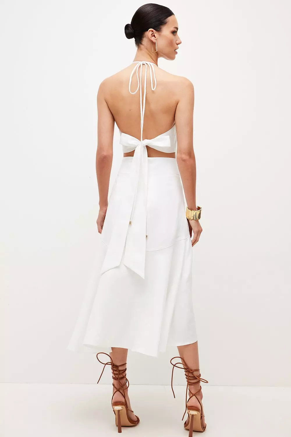 Ivory Petite Tailored Linen Blend Cut Out High Low Midaxi Dress alternative image