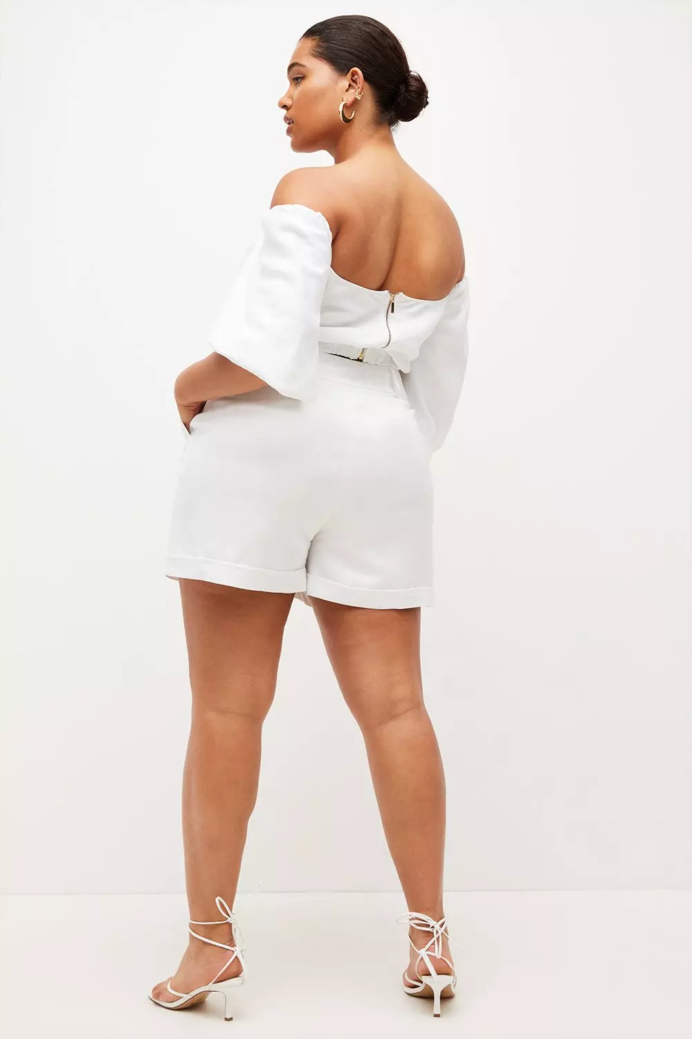 Plus Size Tailored Linen Blend High Waist Shorts Karen Millen
