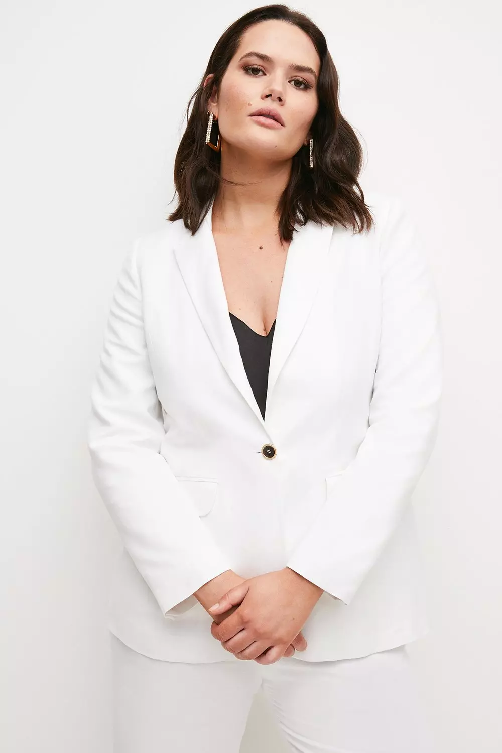 White linen jacket plus size hotsell