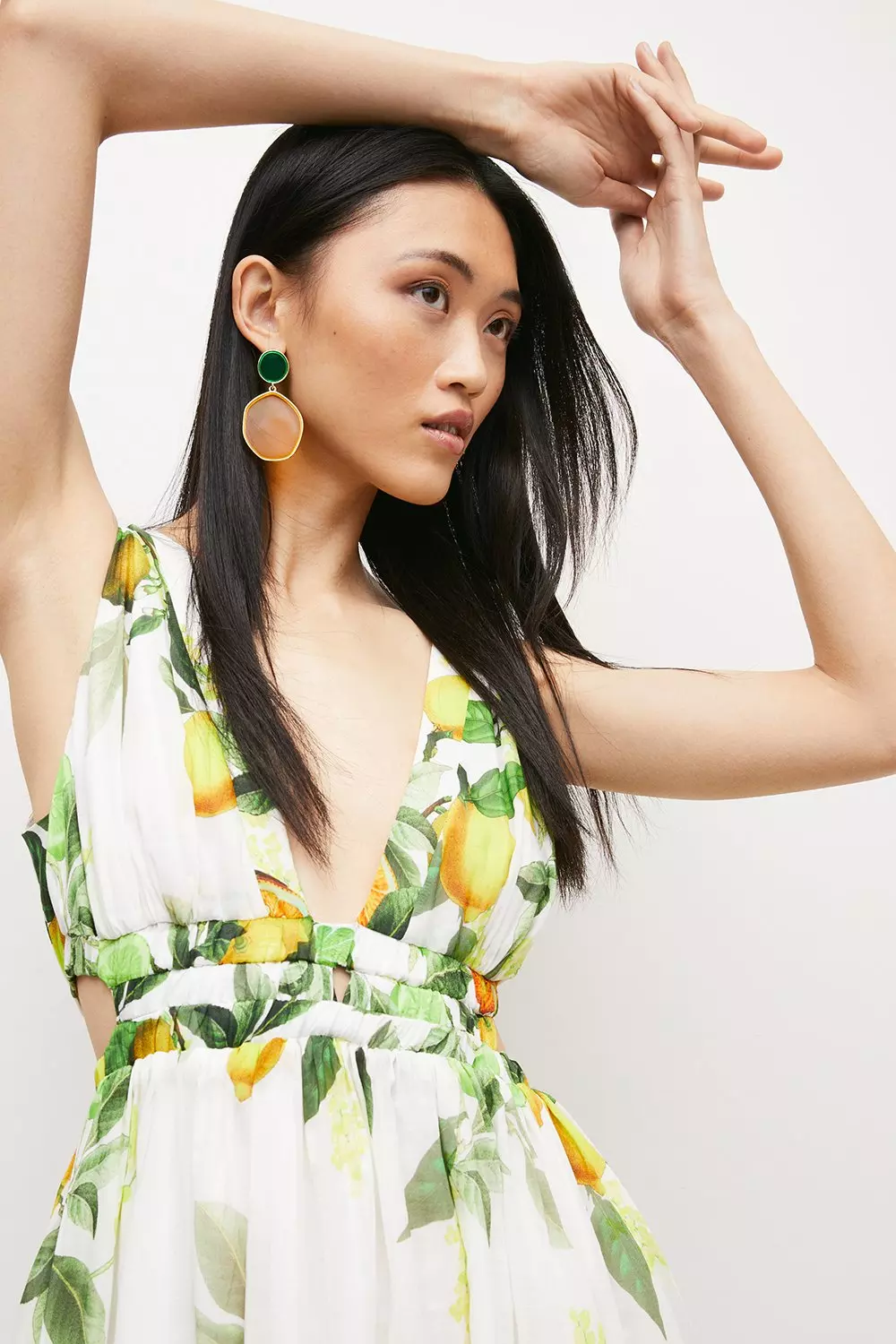 安心追跡【KAREN MILLEN】シルクコットン フローラル ミニドレス Petite Silk Cotton Sicilian Citrus Maxi Dress | Karen Millen
