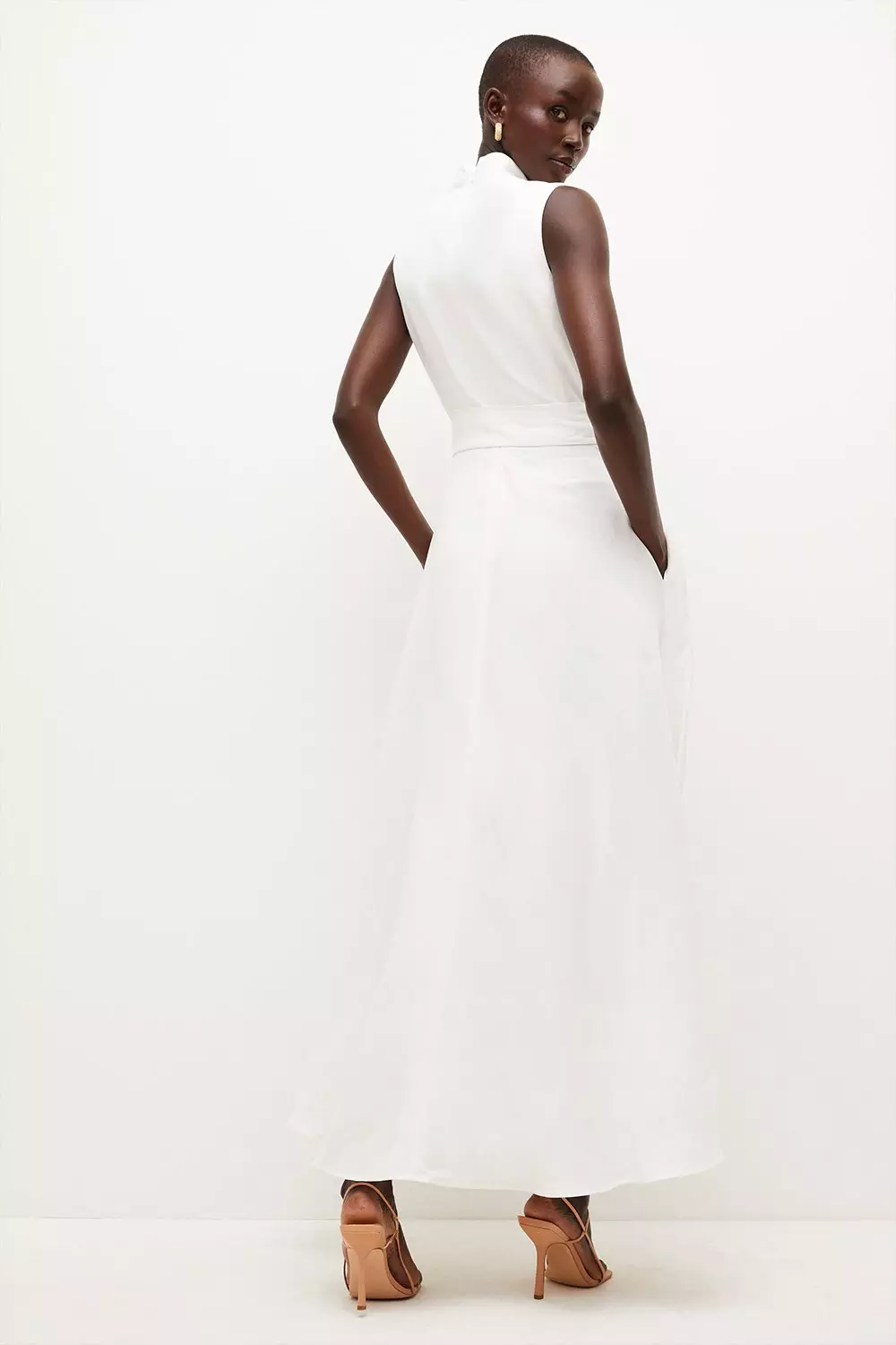 Lydia Millen Linen Tie Belted Midaxi Dress | Karen Millen