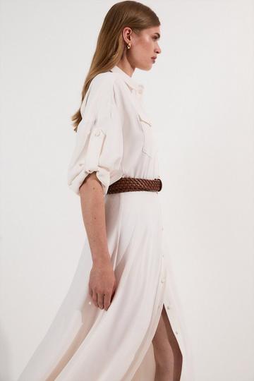 Lydia Millen Belted Maxi Shirt Dress ivory