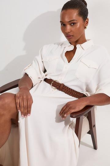 Lydia Millen Plus Size Maxi Shirt Dress ivory