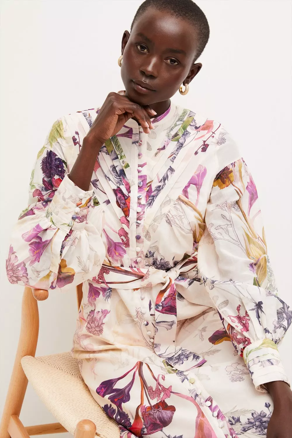 Karen Millen★Lydia Millenシルクコットンマキシドレス Lydia Millen Silk Cotton Vintage Floral Maxi Dress | Karen