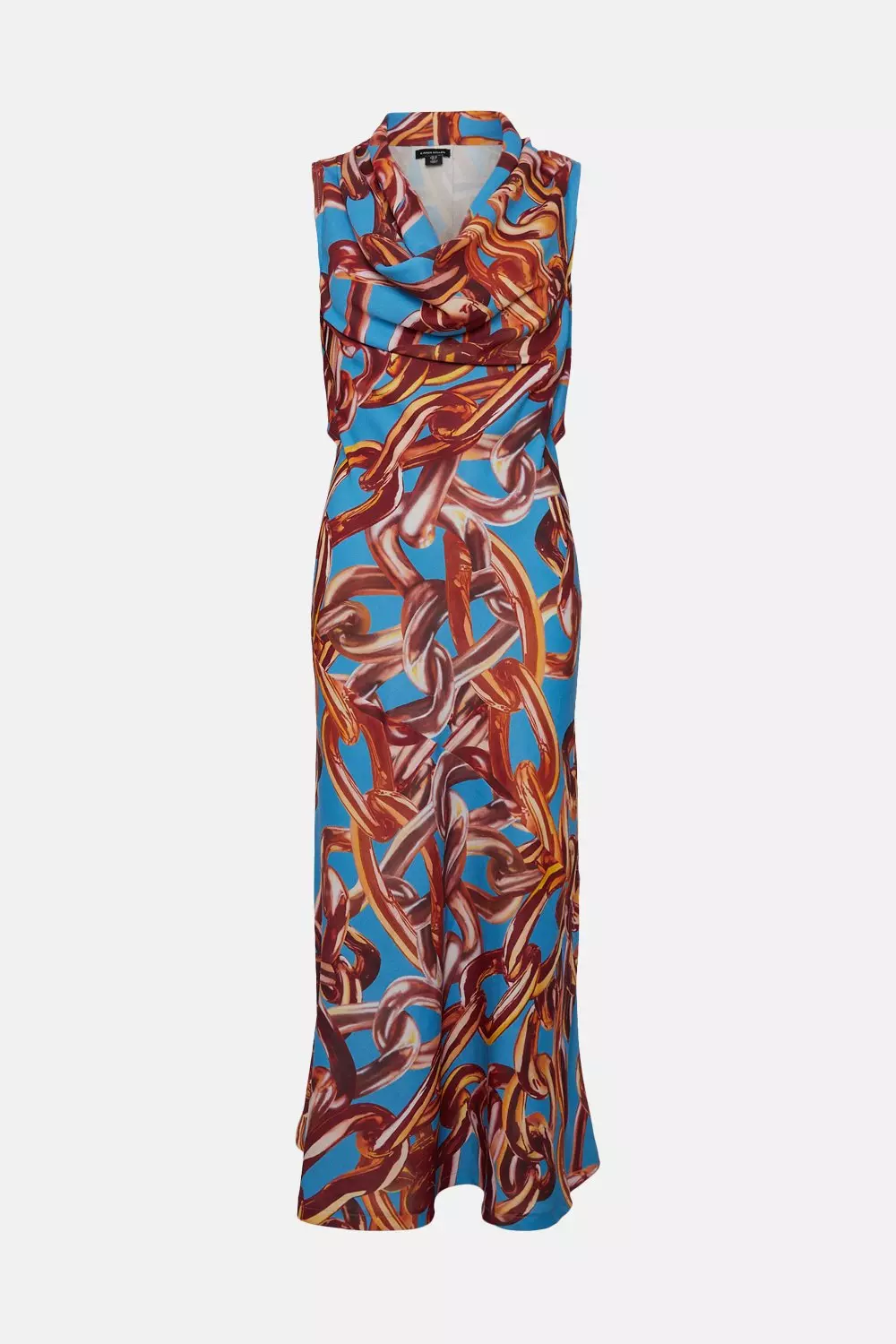 Chain Fluid Crepe Cowl Neck Woven Midi Dress | Karen Millen