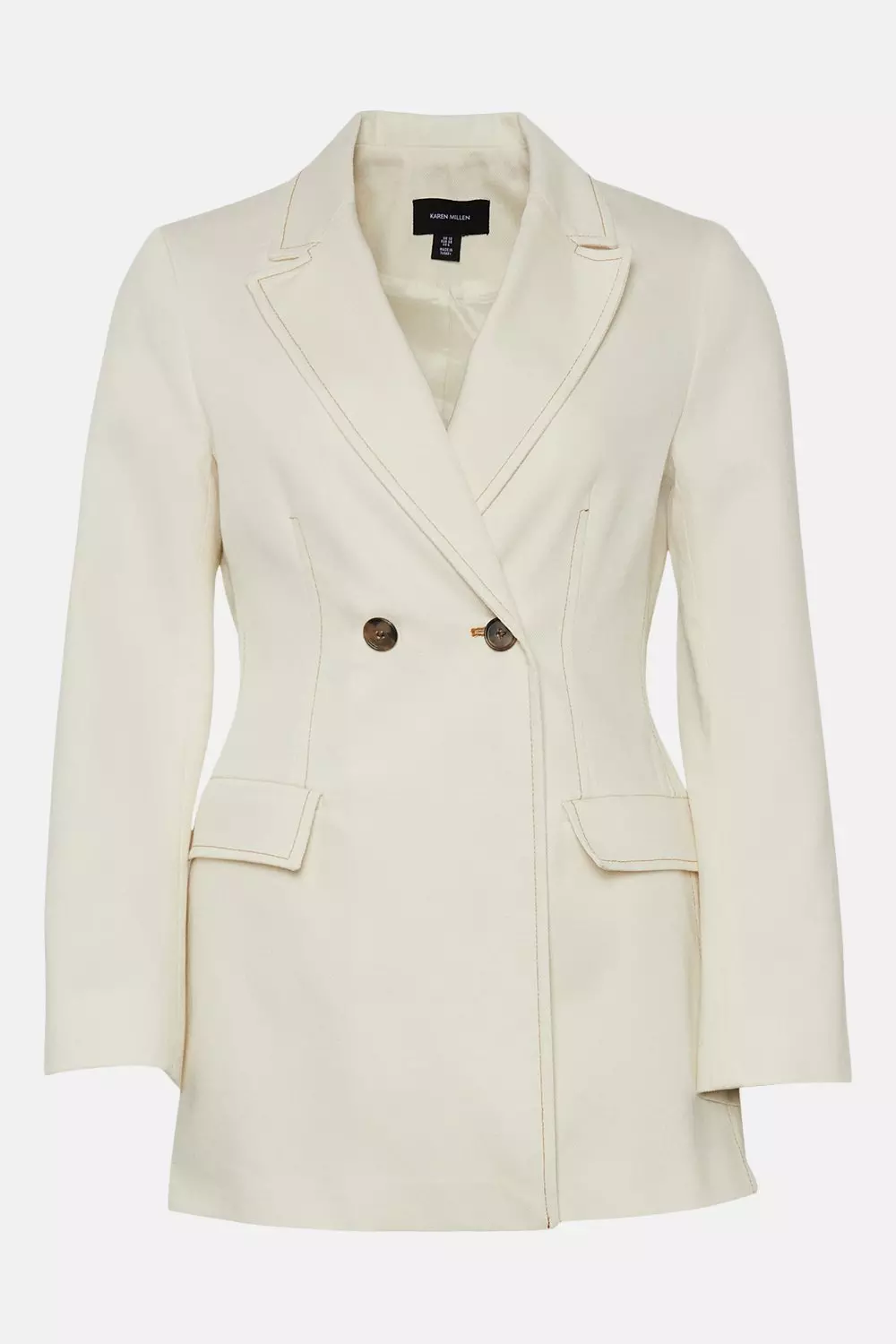 Cotton Double Breasted Blazer Karen Millen