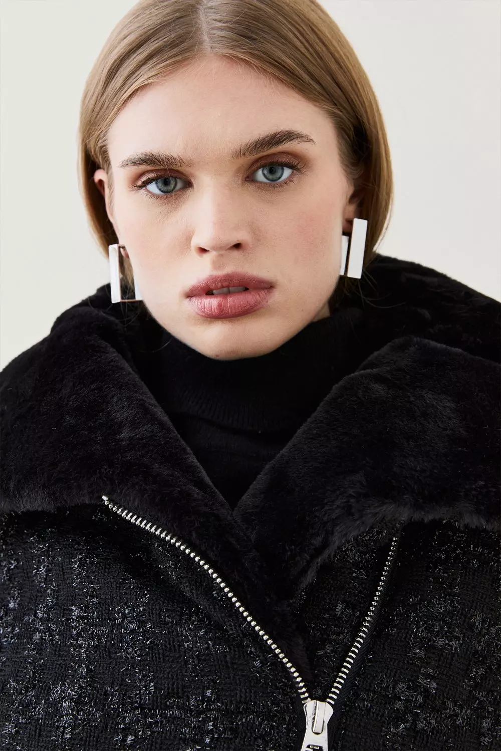 Boucle Pu Mix Longline Puffer Coat | Karen Millen