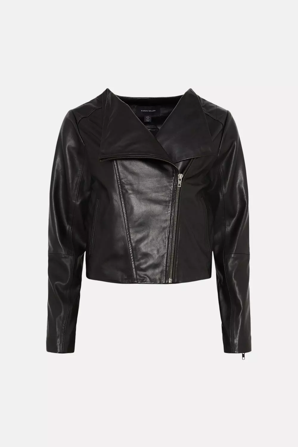 Leather Ponte Waterfall Jacket Karen Millen