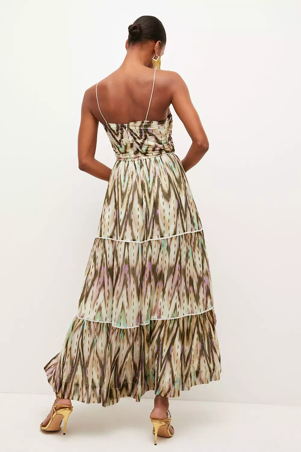 Multi Metallic Viscose Woven Tie Halter Midi alternative image