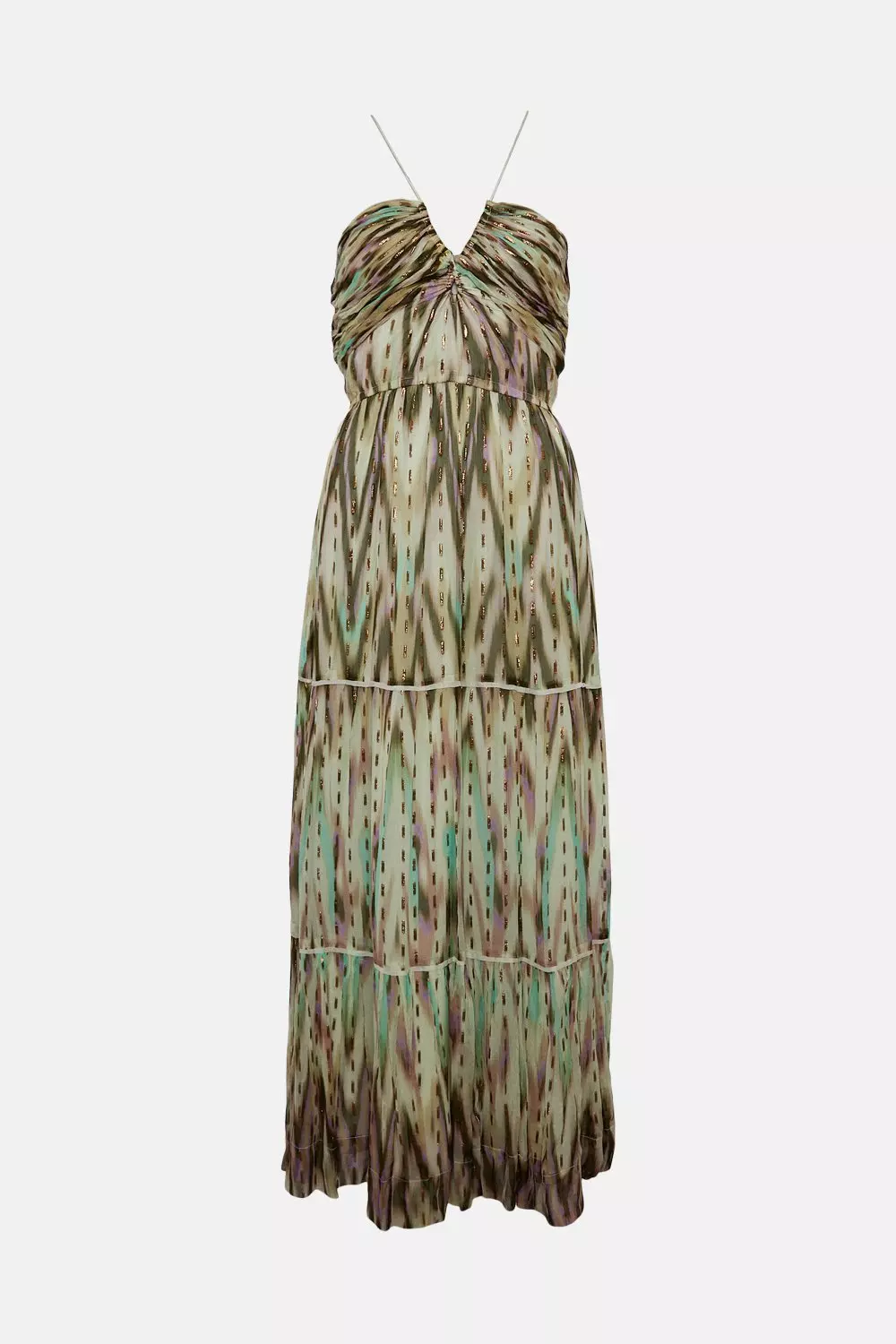 Multi Metallic Viscose Woven Tie Halter Midi alternative image