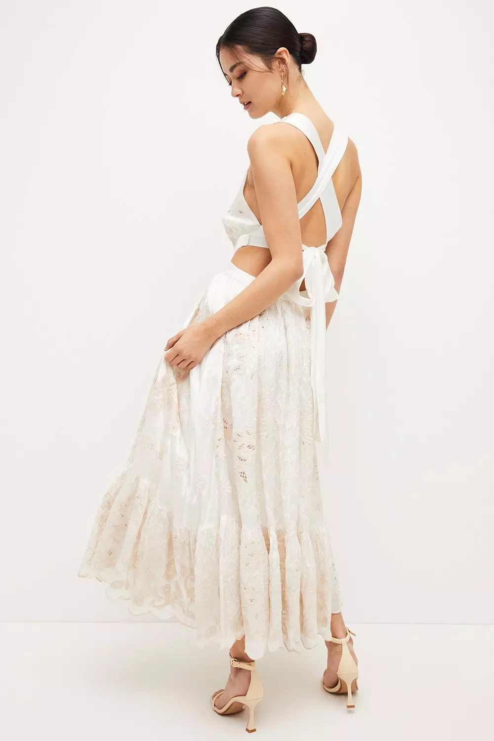 Ivory Lydia Millen Petite Mirrored Cutwork Midi alternative image