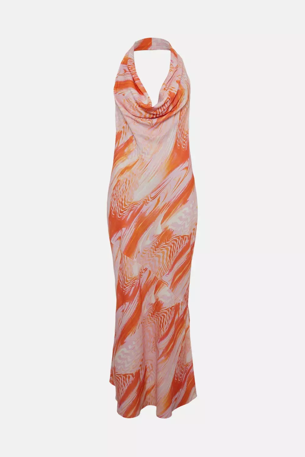 Petite Optical Print Midi Halter Dress | Karen Millen