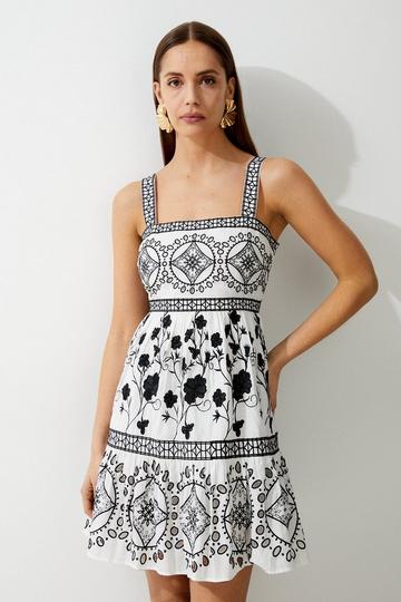 Floral & Geo Embroidered Mini mono