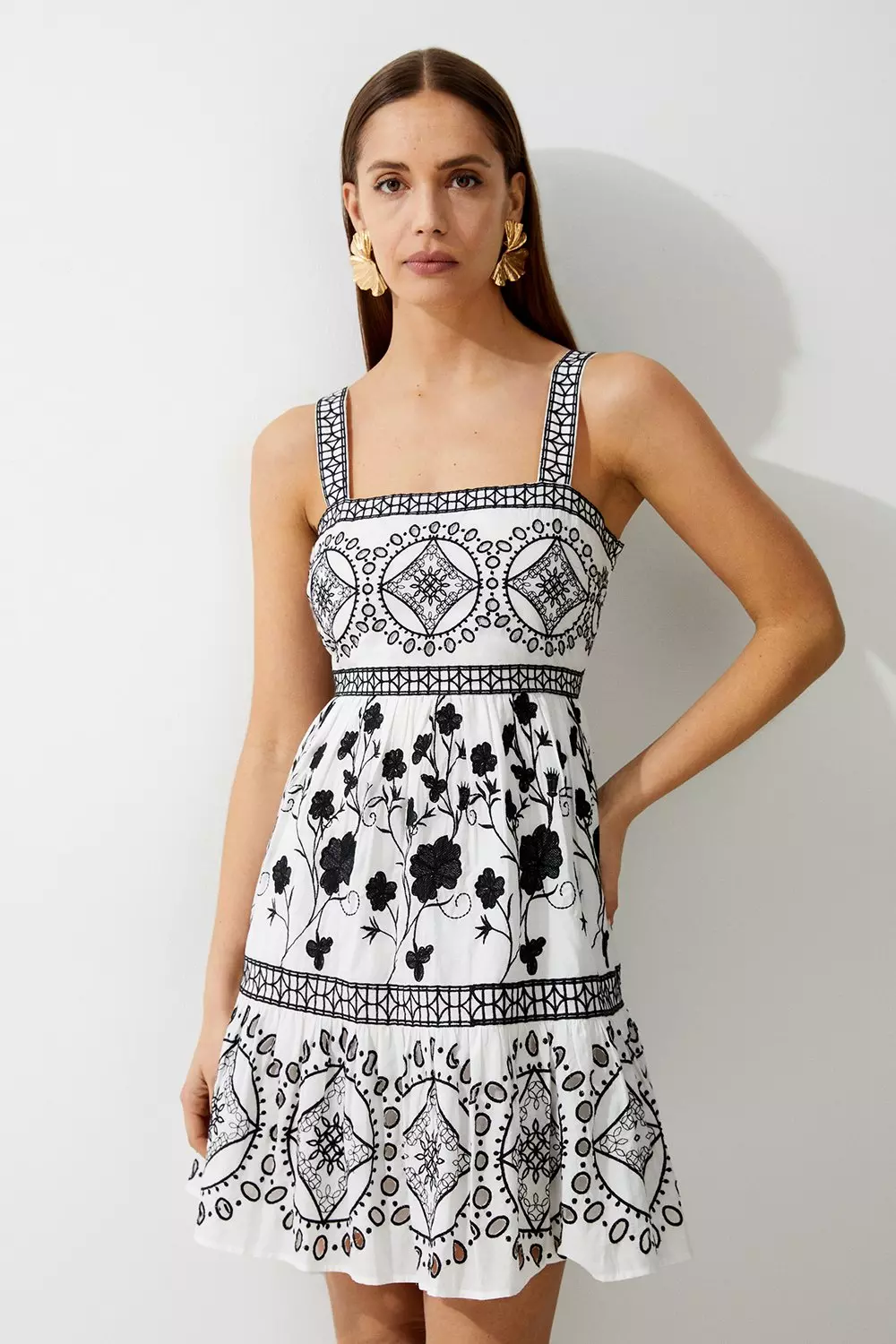 Karen millen floral embroidered mini dress discount