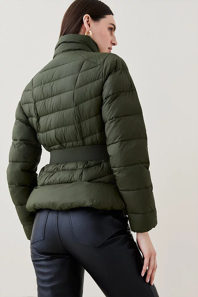 Peplum Belted Puffer Short Coat | Karen Millen Peplum Belted Puffer Short Coat | Karen Millen