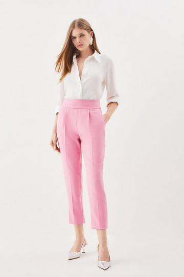 Compact Stretch Tailored Slim Leg Trousers pink