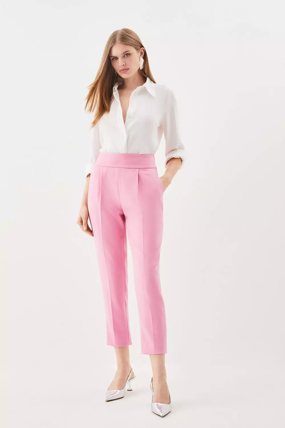 Compact Stretch Tailored Slim Leg Trousers | Karen Millen