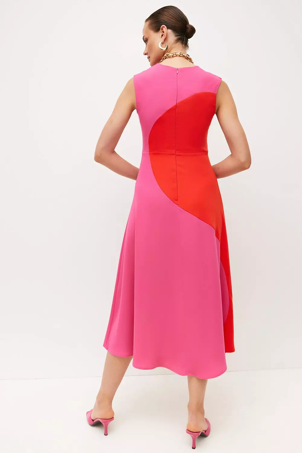 ◆KAREN MILLEN◆カラーブロックテーラードジャンプスーツ/ pink Soft Tailored Color Block Panel High Neck Midi Dress | Karen