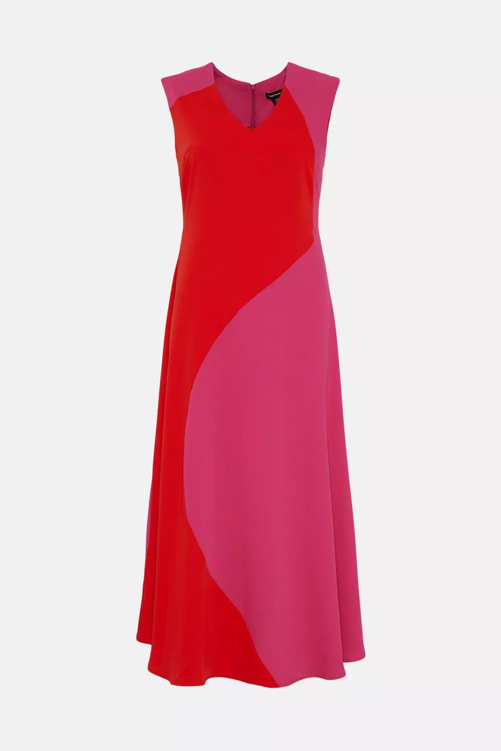 【KAREN MILLEN】ストレッチ テーラード カラーブロック ミディ Soft Tailored Color Block Panel High Neck Midi Dress | Karen